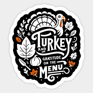 Turkey and Gratitude on the Menu Sticker